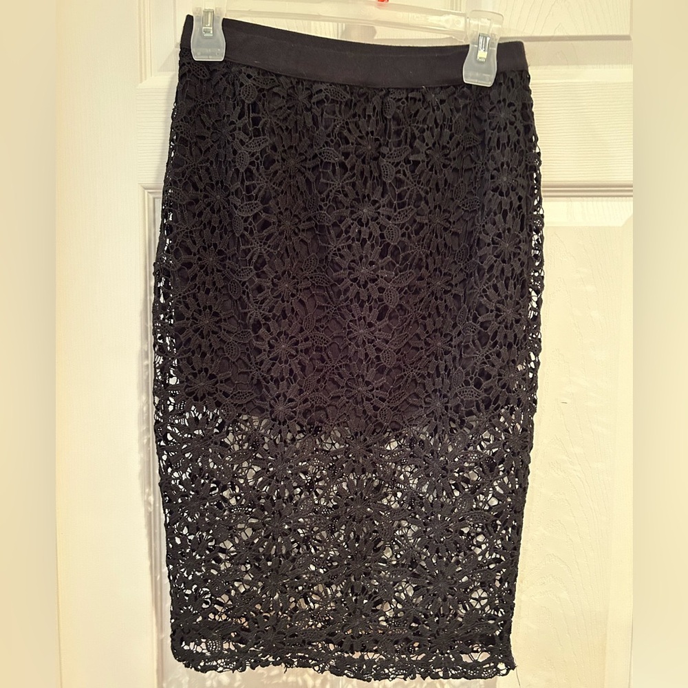 Jessica Simpson Elegant Black Lace Skirt
